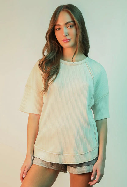 Easy to Style Oversized Ribbed Knit Top