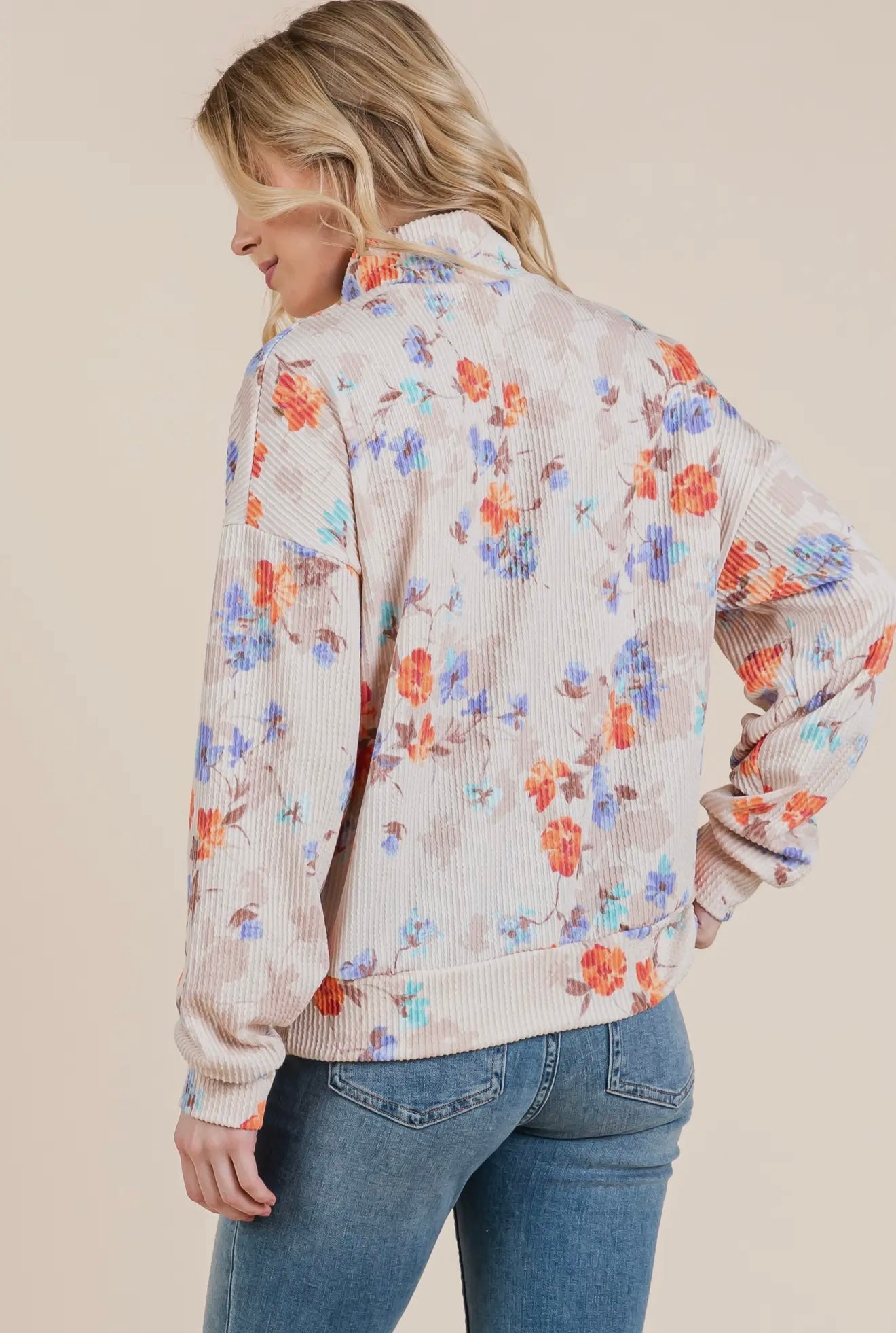 I Can Buy Myself Flowers Floral Print Ribbed Pullover Top