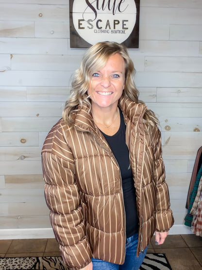 Cozy Lines Striped Puffer Jacket