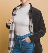 Load image into Gallery viewer, Flip Side Favorite Reversible Corduroy &amp; Plaid Flannel Shacket