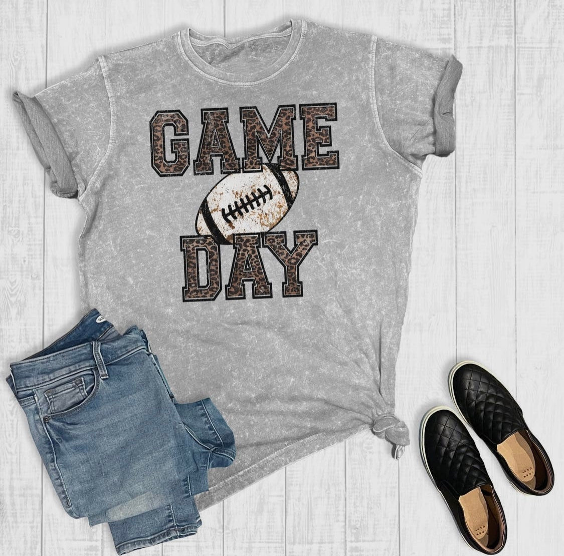 Mineral Wash Leopard Game Day Tee