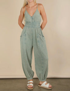 Everyday Basis Mineral Washed Gauze Jumpsuit