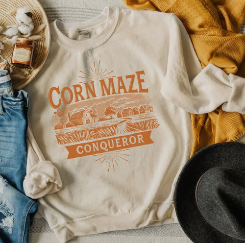 Cream Corn Maze Crewneck Sweatshirt