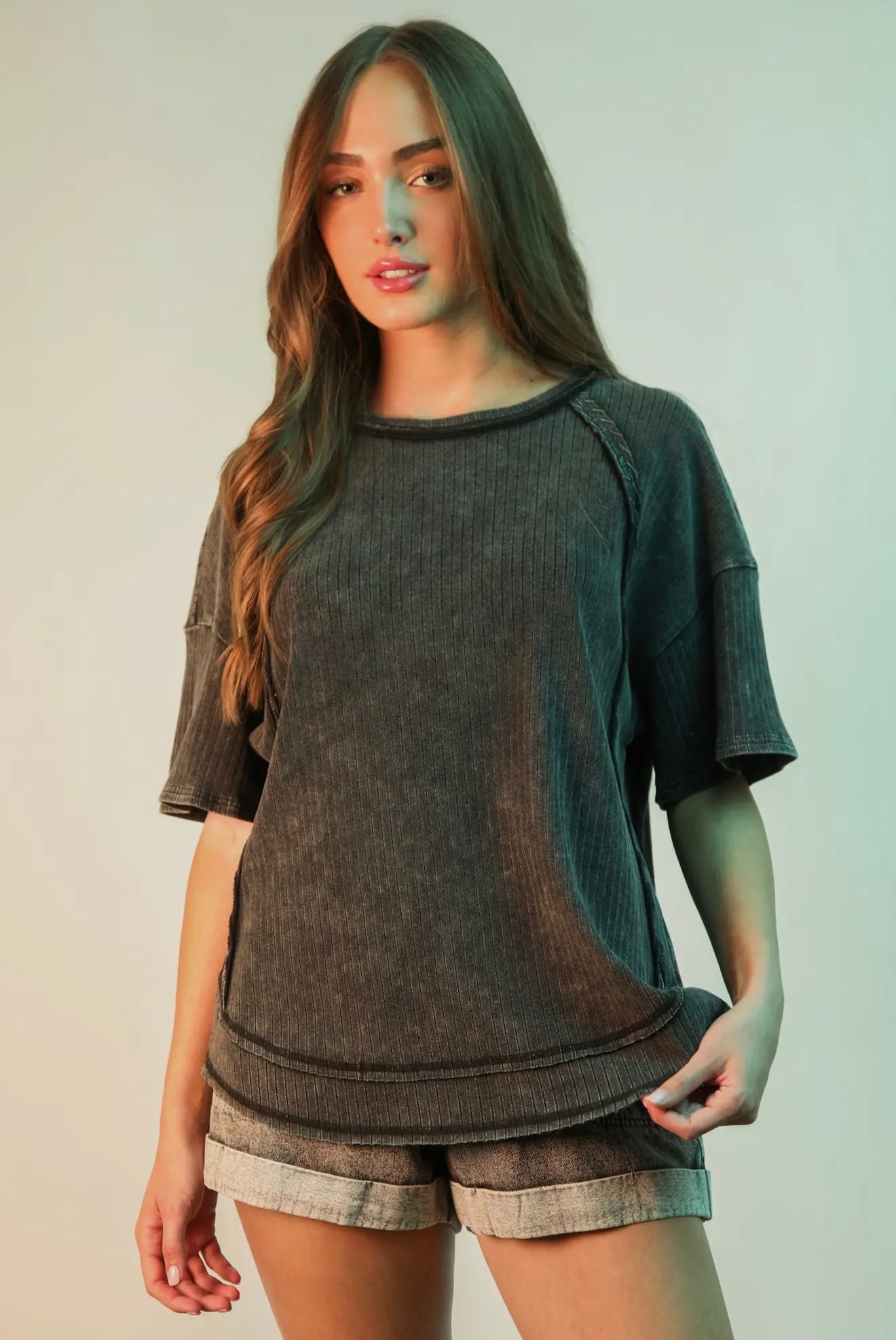 Easy to Style Oversized Ribbed Knit Top