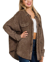 Load image into Gallery viewer, Acid Wash Oversized Waffle Shacket