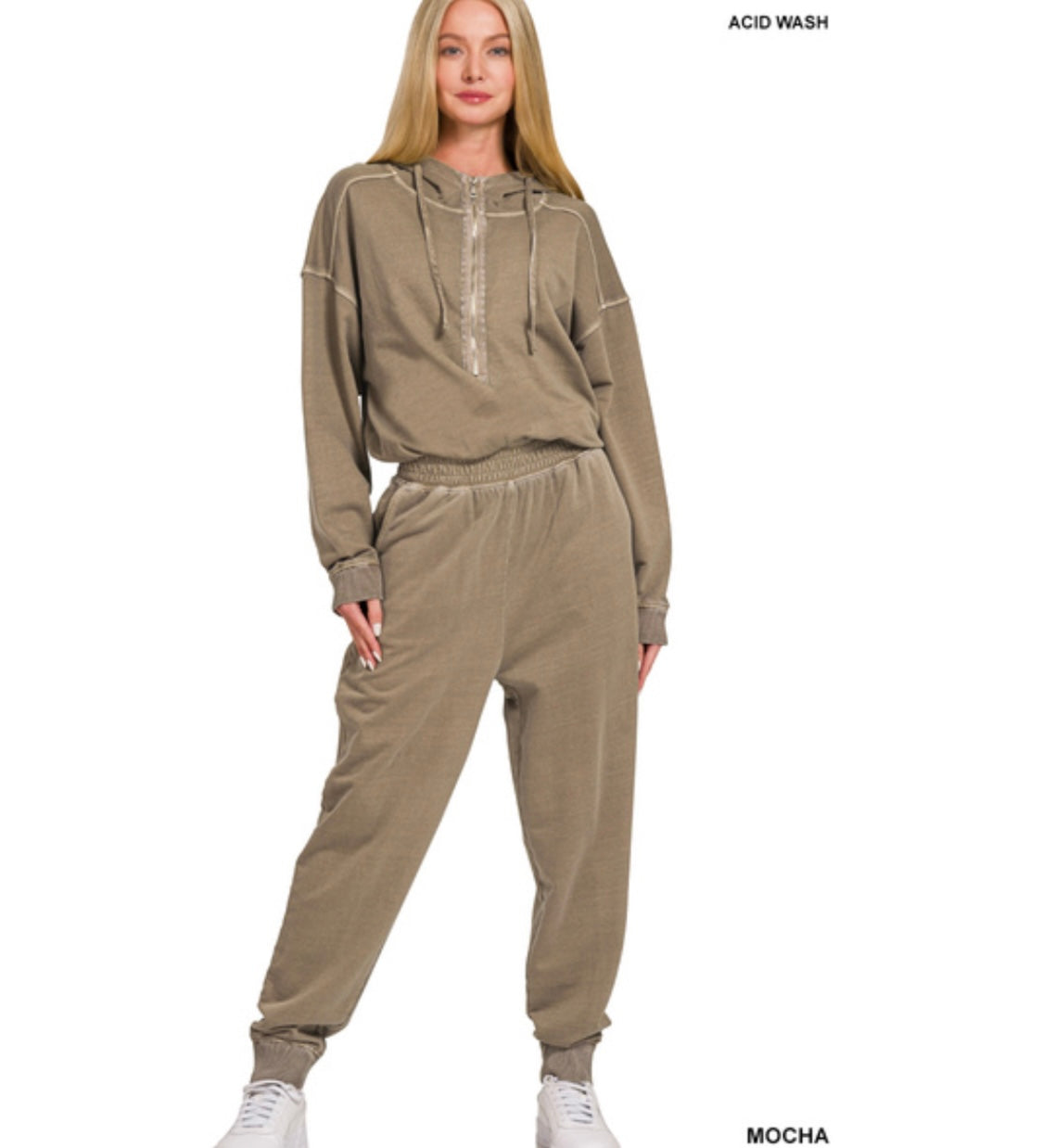 Lazy Weekend Vibes Washed French Terry Jumpsuit