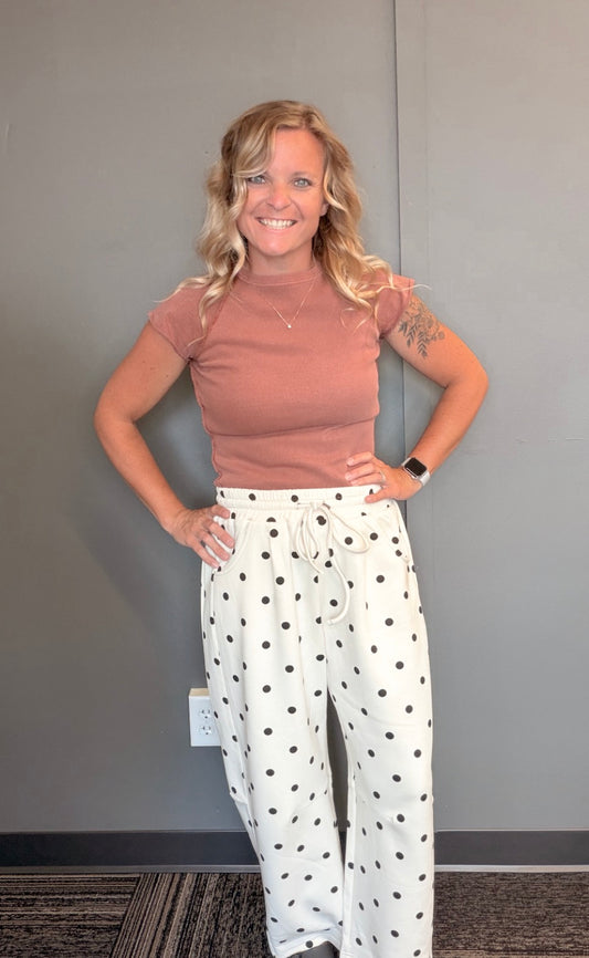 Effortless Days Polka Dot Barrel Pants