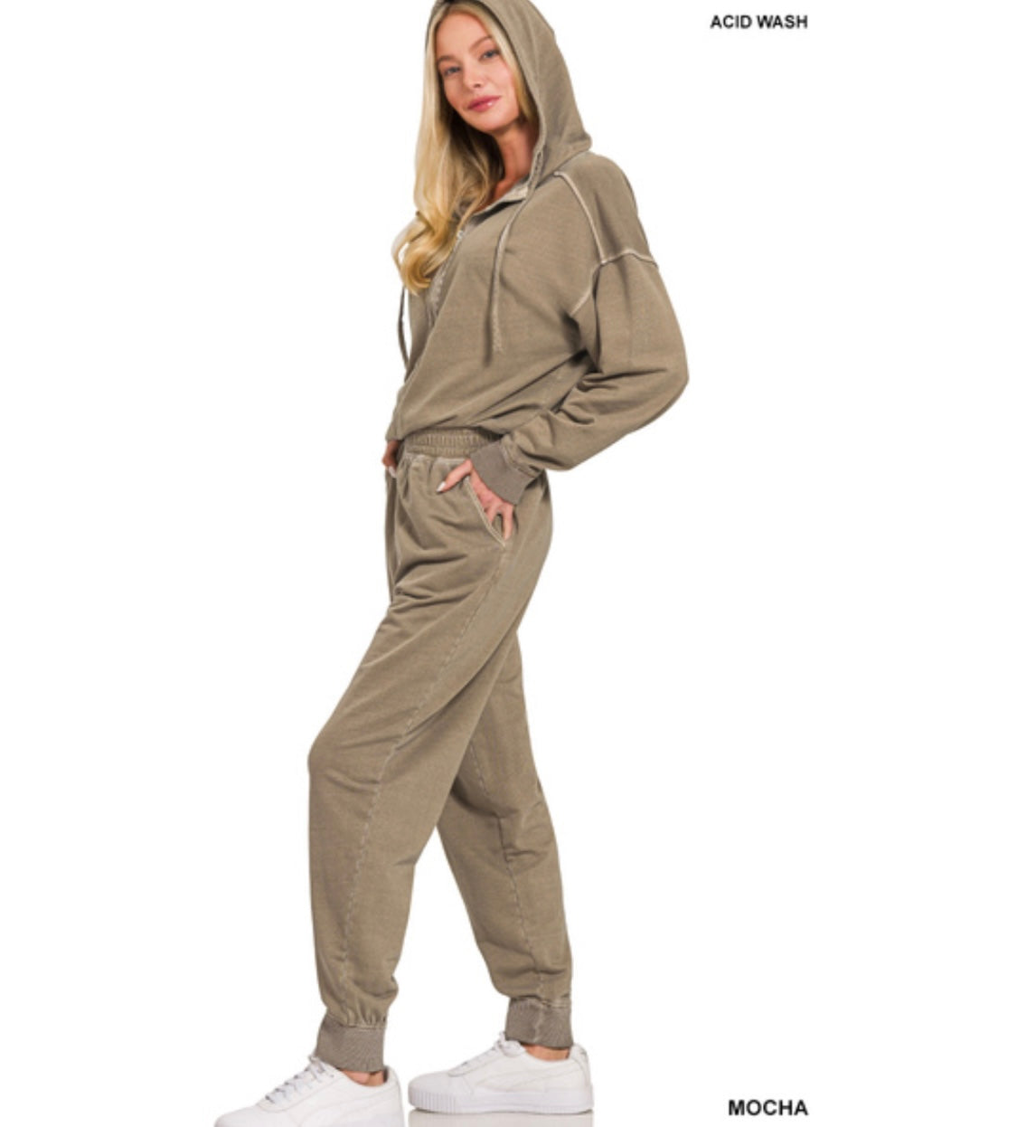 Lazy Weekend Vibes Washed French Terry Jumpsuit