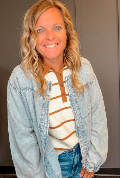 Blue Skies Ahead Tiered Denim Jacket