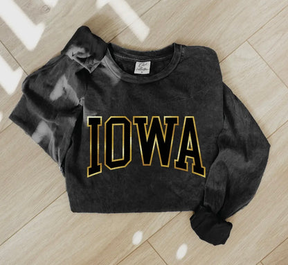 Iowa Foil Mineral Washed Long Sleeve Tee