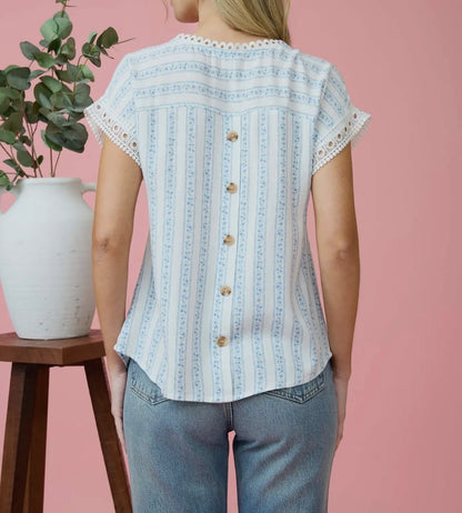 Fresh Blooms Lace Trim top