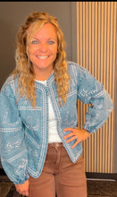 Load image into Gallery viewer, This Ain’t My First Rodeo Western Embroidery Puff Sleeve Denim Jacket