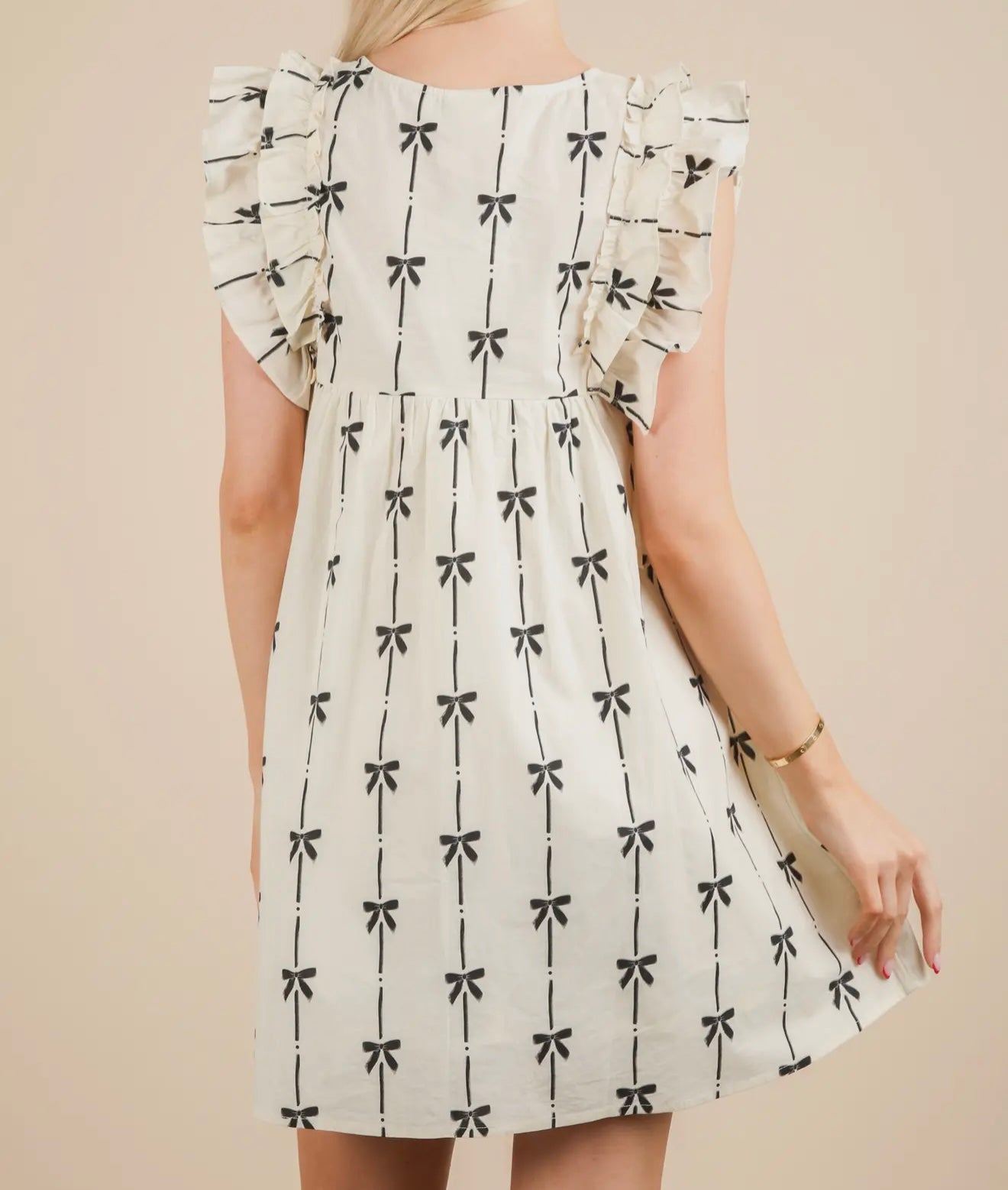 Every Occasion Bow Printed Sleeveless Mini Dress