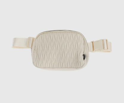 Pleated Faux Leather CC Belt Bag
