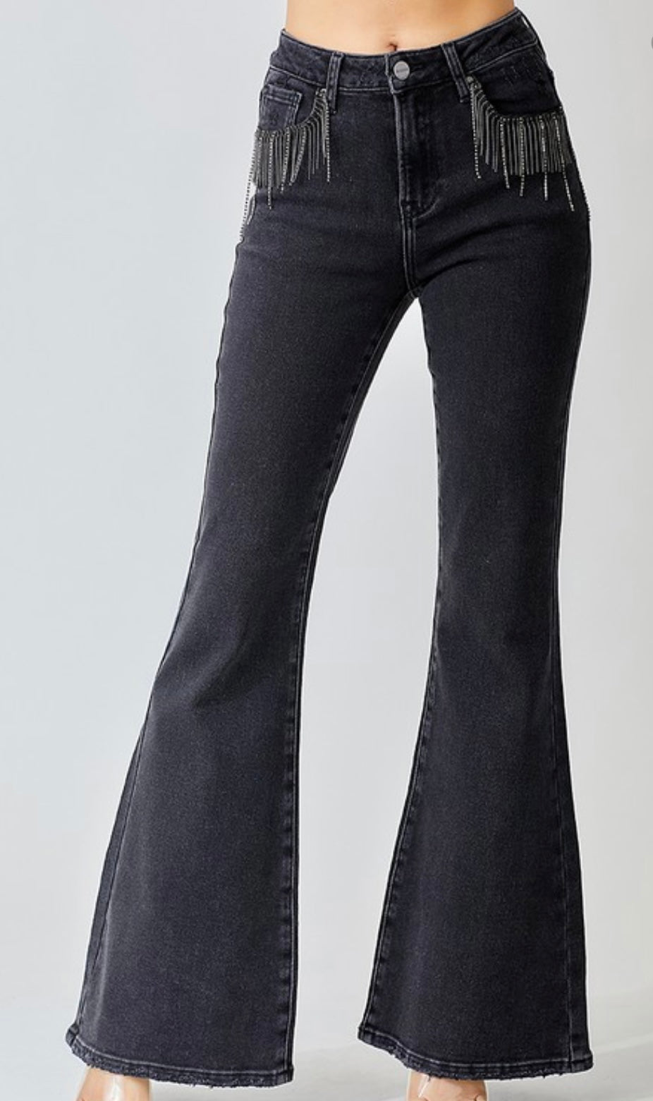 Embellished Black Flare Jeans