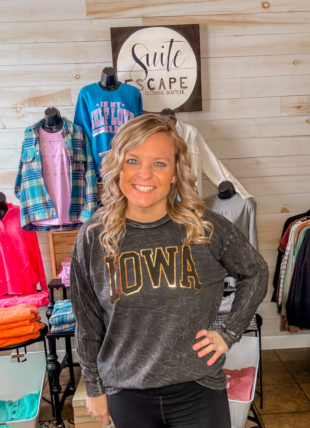 Iowa Foil Mineral Washed Long Sleeve Tee
