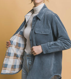 Flip Side Favorite Reversible Corduroy & Plaid Flannel Shacket