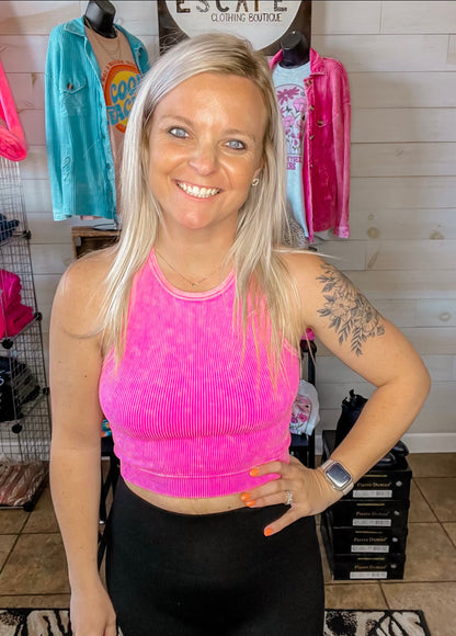 Mineral Wash Cropped Tanks