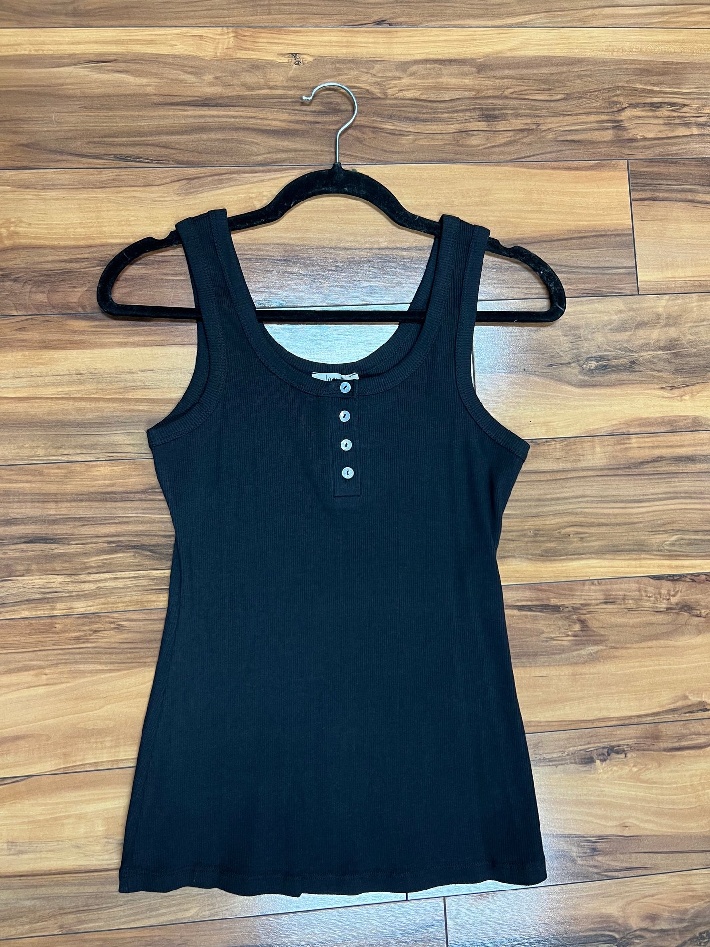 Ribbed Button Front Tank Top