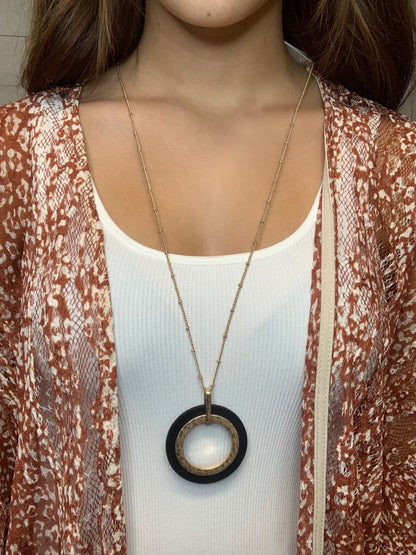 Circle Wooden Pendant Necklace