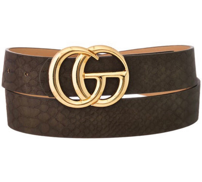 Snakeskin Pattern Faux Leather Belt