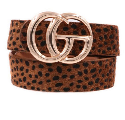 Spotted Cheetah Faux Fur Belt