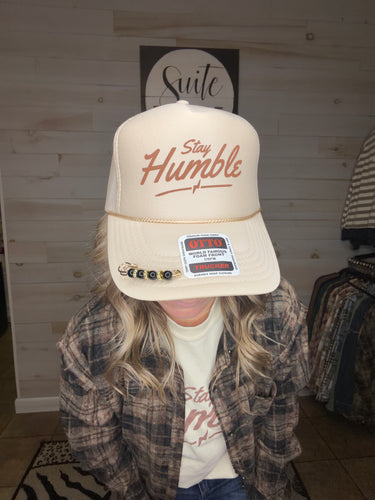 Stay Humble Cream Trucker Hat