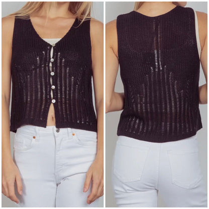 Keeping Cool Knit Crochet Sleeveless Sweater