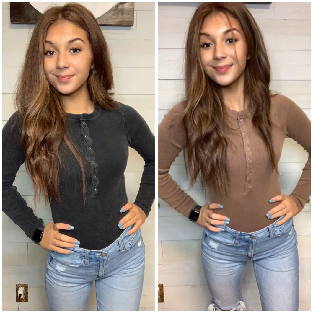 Mineral Washed Long Sleeve Bodysuits