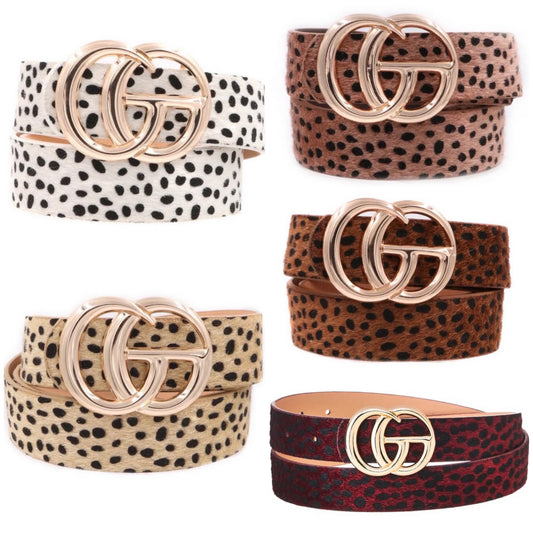 Spotted Cheetah Faux Fur Belt