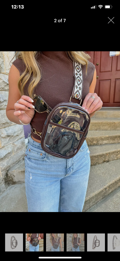 CC Aztec Strap Clear Belt Bag