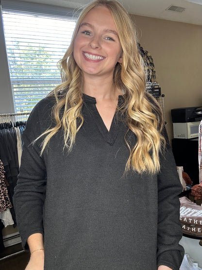 Basically Effortless Solid Notch Neck Top