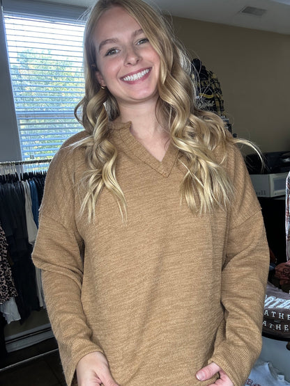 Basically Effortless Solid Notch Neck Top