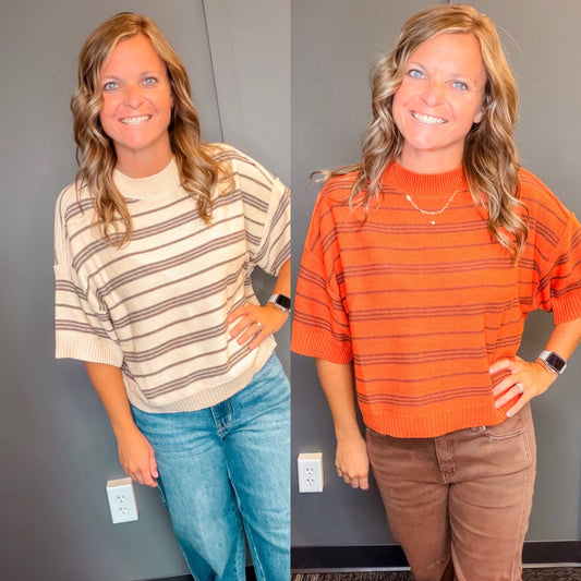 Autumn Adventures Striped Knit Sweater Top