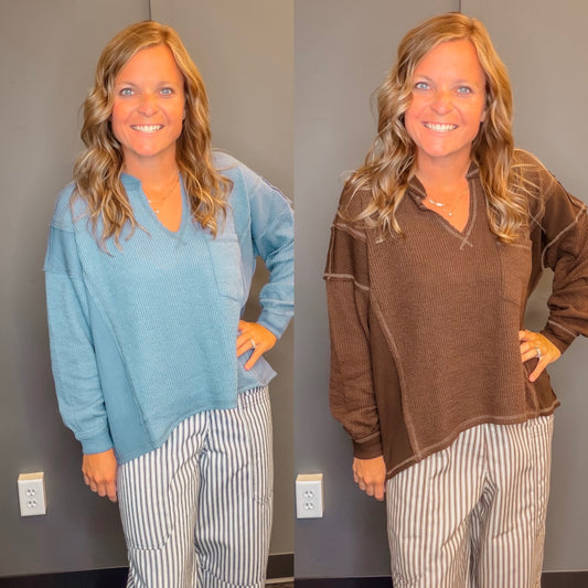 Easy Does It Split Neck Knit Top