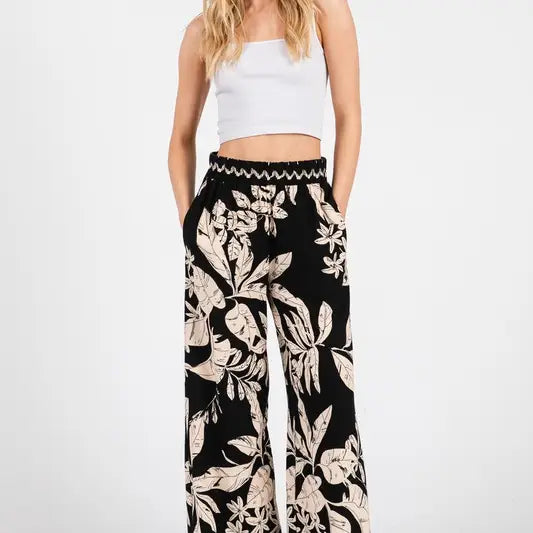 Summer Oasis Floral Printed Wide Leg Pants