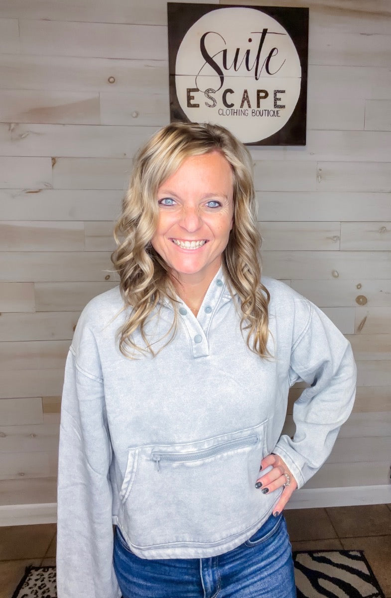 Go the Distance Acid Wash Fleece Pullover