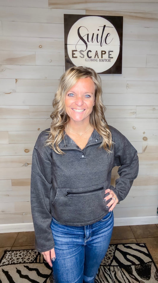 Go the Distance Acid Wash Fleece Pullover