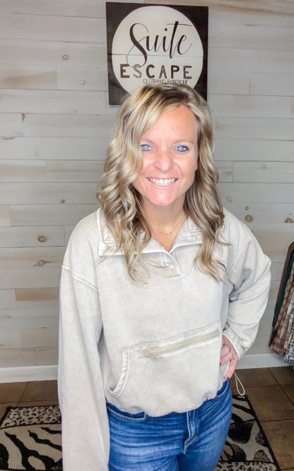 Go the Distance Acid Wash Fleece Pullover