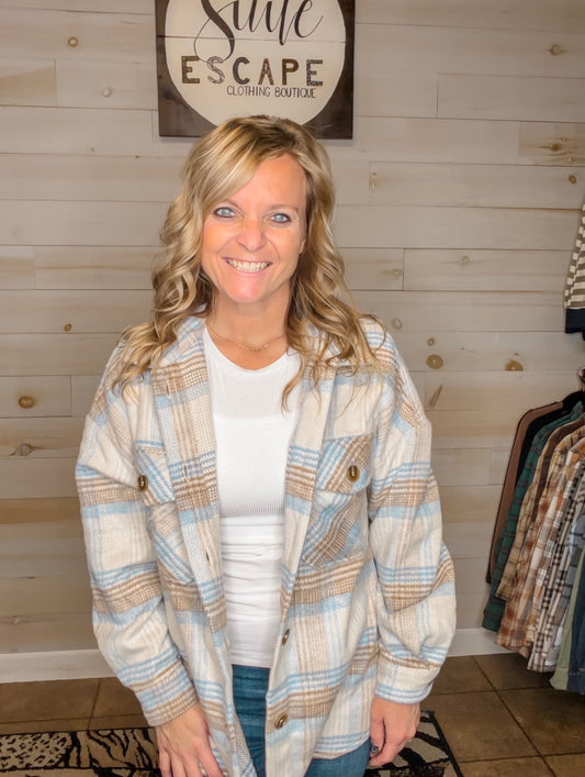 Crisp Air Plaid Print Shacket
