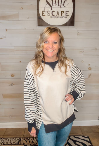 Ready for the Weekend Oversized Striped Knit Top