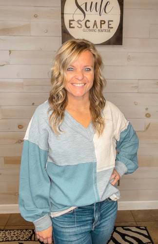 Patch Perfect Oversized Color Block Casual Knit Top