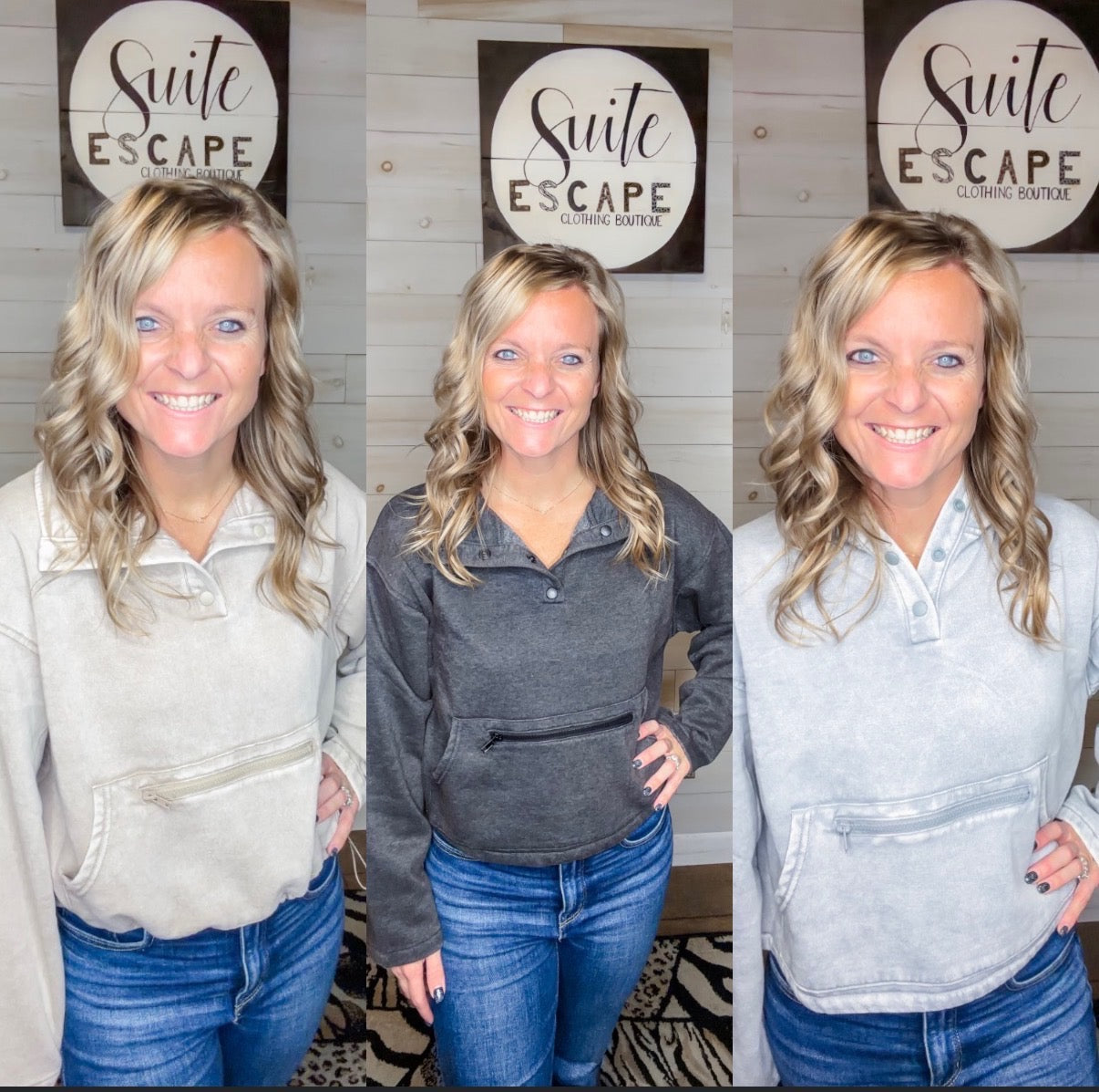 Go the Distance Acid Wash Fleece Pullover