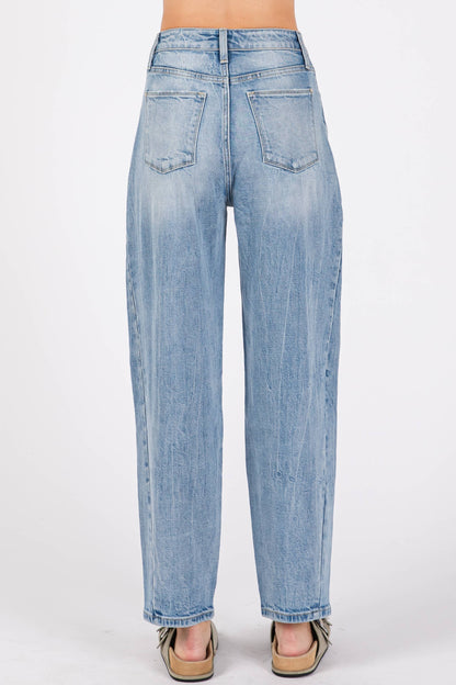 LM SIDE SEAM DETAILING HIGH RISE COMFORT BARREL JEANS