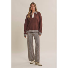 Load image into Gallery viewer, COZY CABIN PINSTRIPE HENLEY POLO SWEATER TOP