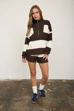 Load image into Gallery viewer, WIDE STRIPE HALF ZIP LONG SLEEVE KNIT TOP