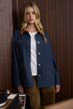 Load image into Gallery viewer, STRIPE CORDUROY COLLAR DENIM SHACKET