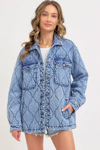 Load image into Gallery viewer, Stitched to Perfection Oversized Quilted Denim Jacket