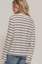 Load image into Gallery viewer, Long Sleeve Round Neck Neck Y/D Stripe Tee