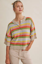 Load image into Gallery viewer, MAPLE STREET MULTI-STRIPE BUTTON-DOWN SWEATER CARDIGAN